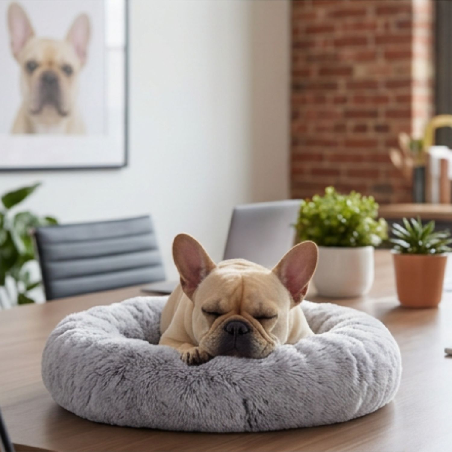 Fifi asleep on the job, as the CEO of Sleep