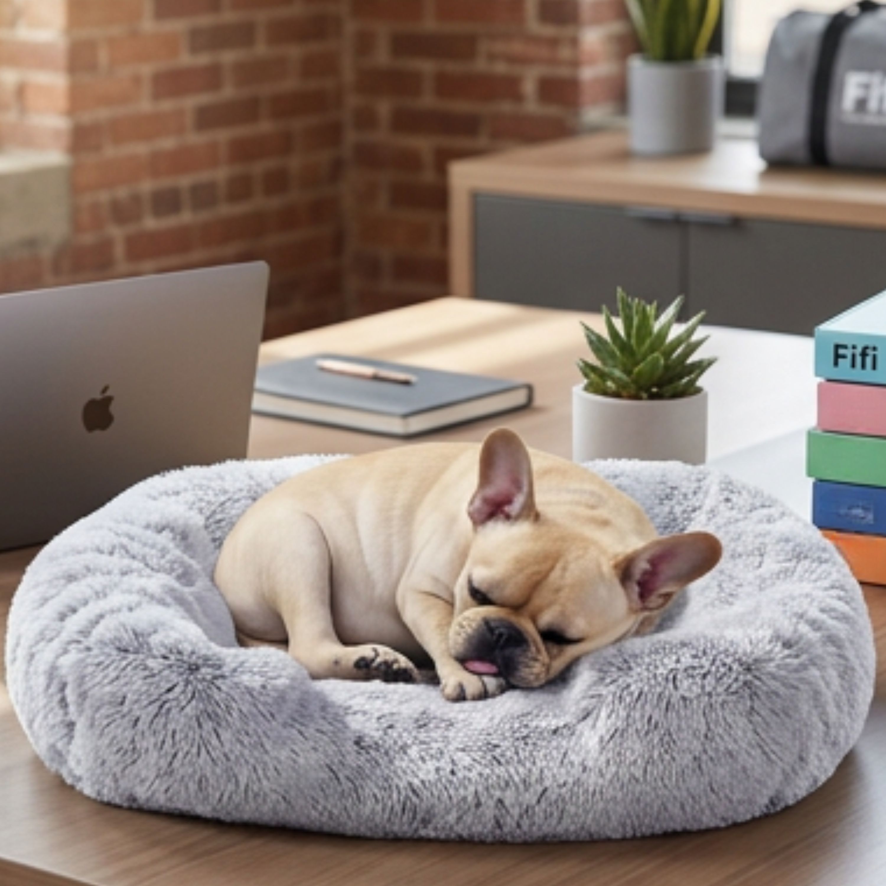Fifi demonstrating her unique approach to productivity